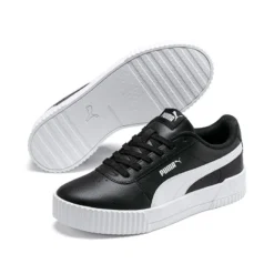 Puma Women's Carina Leather Trainers Black / Black / White