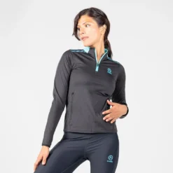 Women's Pluto Brushed Half Zip Top Dark Grey / Blue