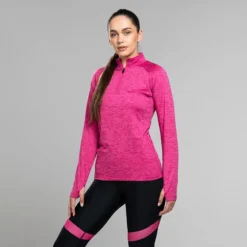 Women's Madison Brushed Half Zip Top Pink