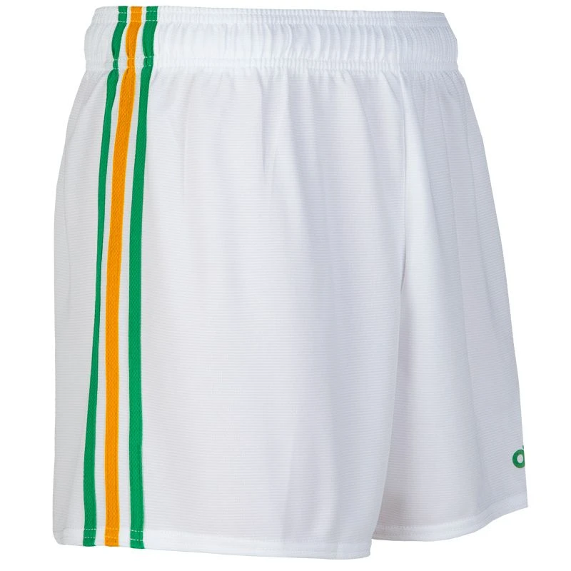 Mourne Shorts White / Green / Amber Mourne Shorts White / Green / Amber -Sports Clothing Store mourne gaelic shorts wht emer amb 3s 2 1