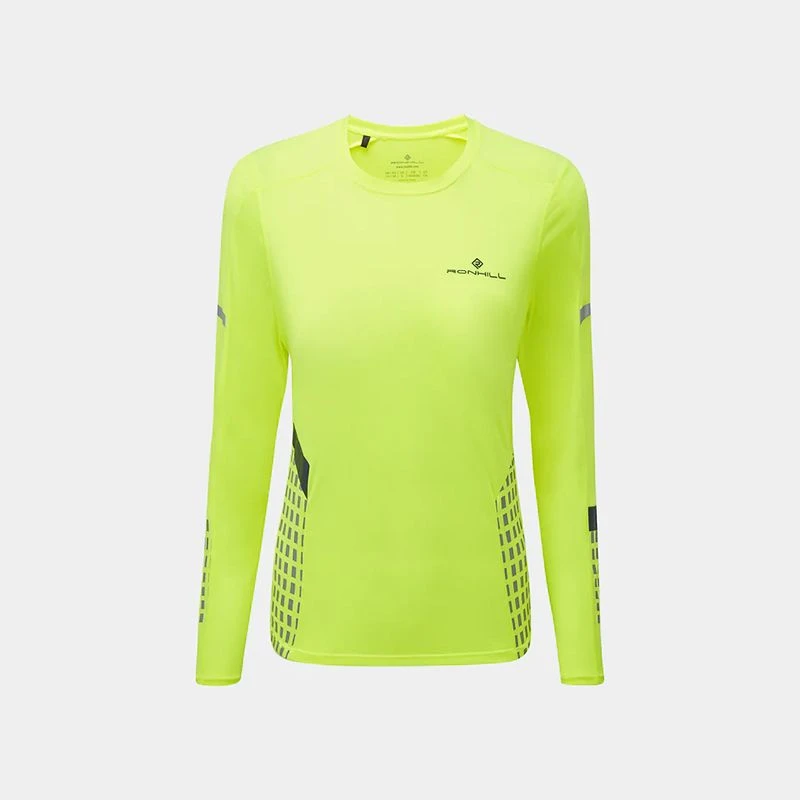 Ronhill Women's Tech Afterhours Long Sleeve T-Shirt Fluo Yellow Reflective -Sports Clothing Store rh 006462 wmn s tech afterhours ls tee rh