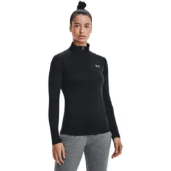 Under Armour Women's UA Tech™ Half Zip Top Black / Black / Metallic Silver