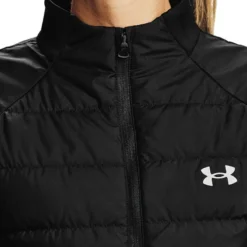 Under Armour Women's UA Run Insulate Hybrid Jacket Black / Reflective -Sports Clothing Store s7.v5 1355812 001 zip