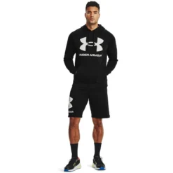 Under Armour Men's UA Rival Fleece Big Logo Hoodie Black / Onyx White -Sports Clothing Store s7.v5 1357093 001 fsf