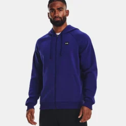 Under Armour Men's Rival Fleece Full Zip Hoodie Sonar Blue / Onyx White