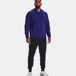 Under Armour Men's Rival Fleece Full Zip Hoodie Sonar Blue / Onyx White -Sports Clothing Store v5 1357111 468 fsf